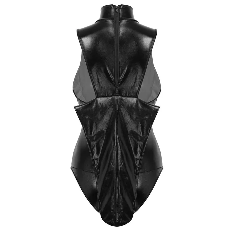 Женское блестящее соблазнительное цельное нижнее белье с металлическим блеском