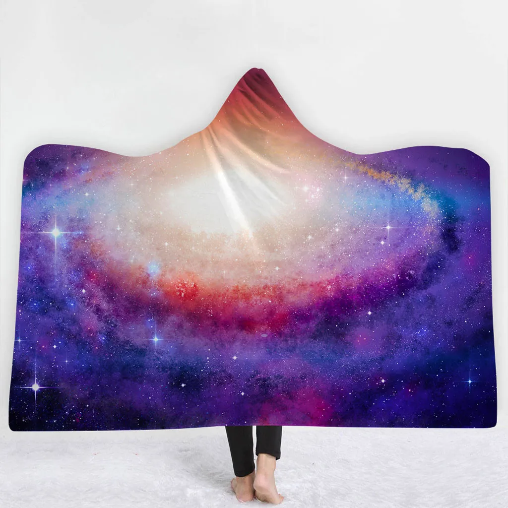 Cosmic Galaxy одеяло с капюшоном, утолщение, 3d принт, пледы, одеяло, диван/кровать/самолет, путешествия, постельные принадлежности, Прямая поставка для дома