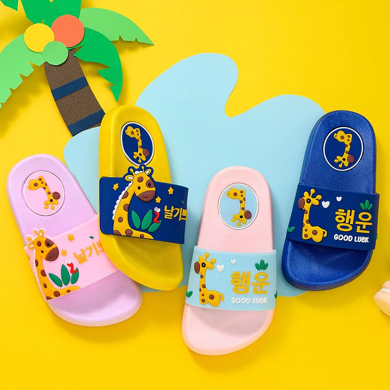 Cute Cartoon Children's Outdoor Antiskid Soft Soled Slippers for Boys and Girls  Funny Slippers Dinosaur Kids House Slippers