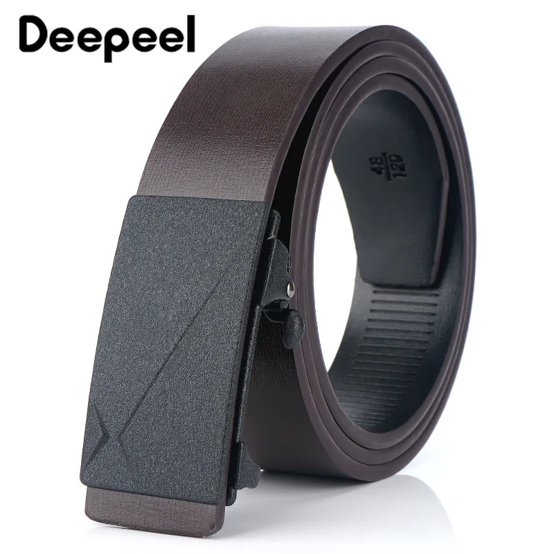 Deepeel, 3,2 см* 110-130 см, Беззубик, мужской ремень, второй слой, Воловья кожа, автоматическая пряжка, ремни, чистая кожа, подарки для мужчин, YB249