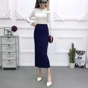 Heydress, Осень-зима, одноцветные Женские Элегантные вязаные юбки, женские прямые юбки с высокой талией, женские повседневные юбки размера плюс - Цвет: -AB1-50CM
