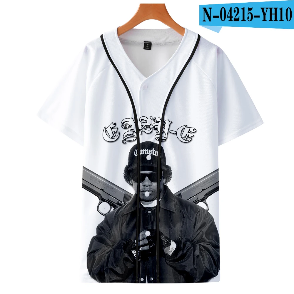 Гангста рэп Eazy E мужские рубашки с коротким рукавом высокое качество 3D печать мягкая гавайская рубашка бейсбольная Кнопка дропшиппинг и - Цвет: one