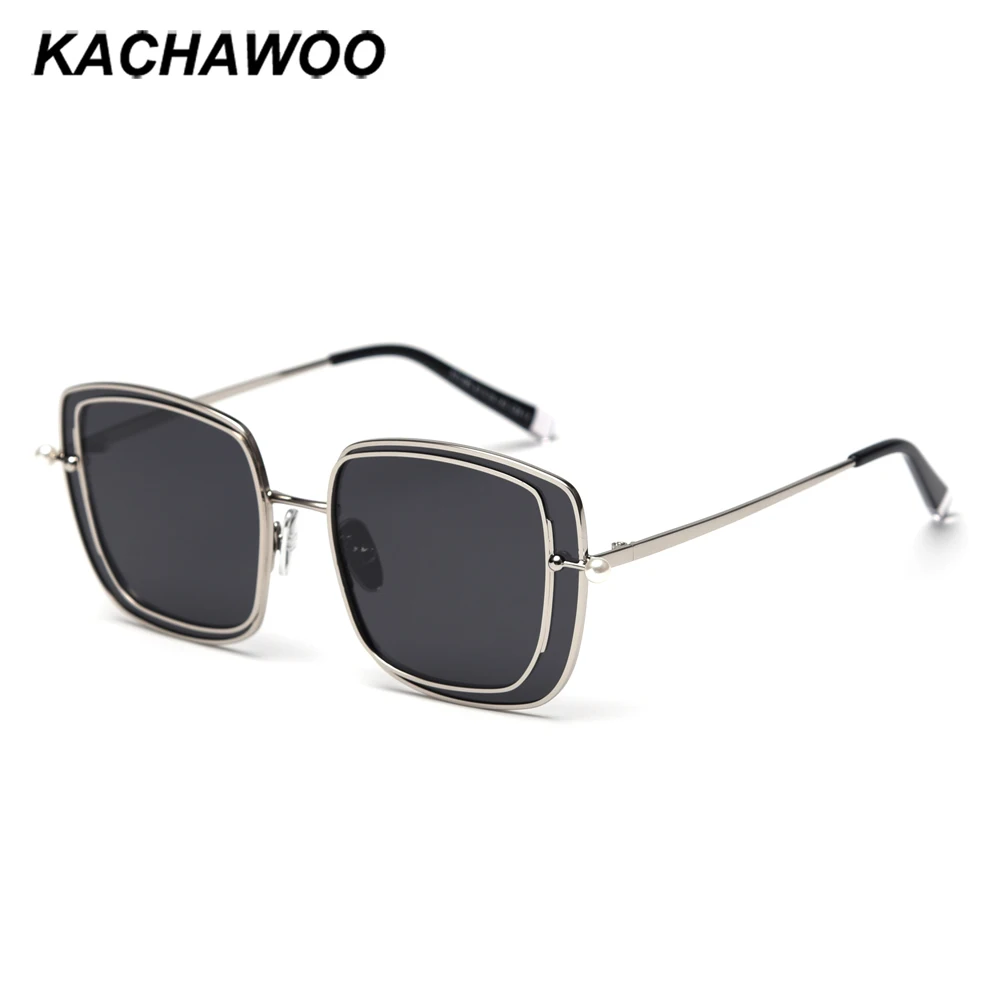 

Kachawoo gradient square sunglasses women polarized black brown accessories summer sun shade for men high quality metal frame