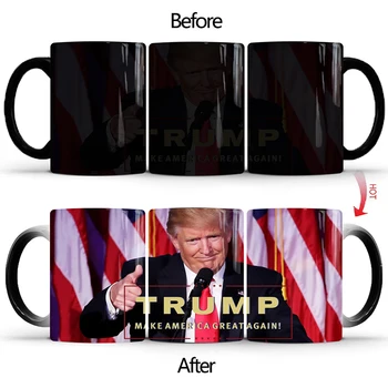 

1Pcs New 350ml Donald Trump Color Changing Mugs Creative Ceramic Coffee Milk Mugs Heat Sensitive Cups Novelty Gift for Children