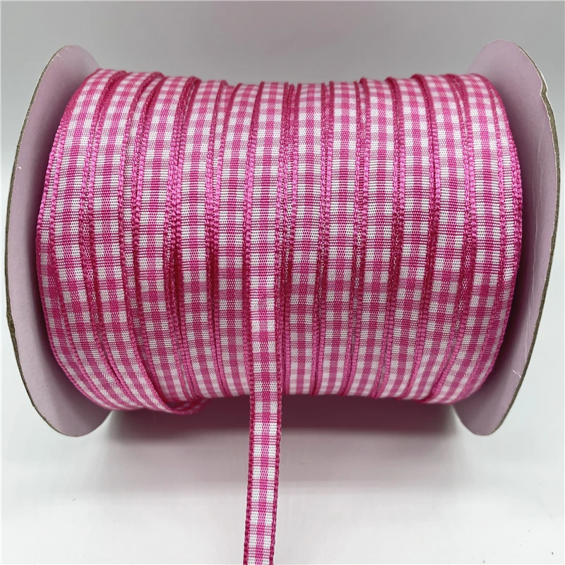 5yards/Lot 6mm Plaid Ribbon Grid Printed Ribbon Home Wedding Christmas Decorations DIY Gift Wrapping
