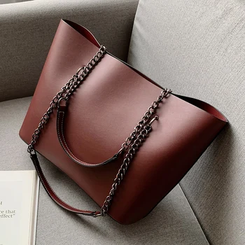 

Solid Color PU Leather Shoulder Bags For Women 2019 Chain High Capacity Handbags Travel Luxury Hand Bag Female Shoulder Bag