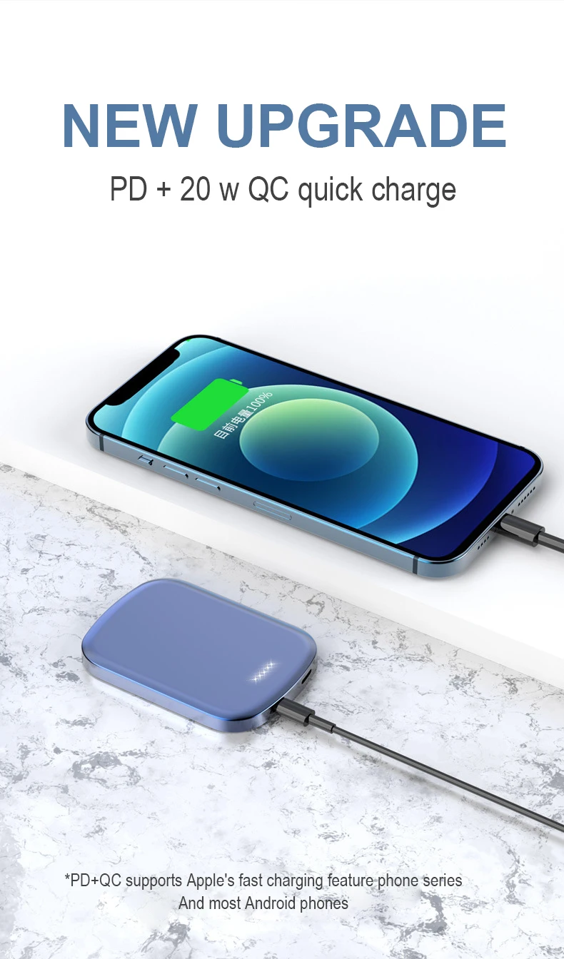 wireless power bank 15W Ultra-Thin Magnetic Wireless Power Bank For iphone 13 12  Pro Max Xiaomi Samsung Powerbank Fast Charger Mobile Phone Battery usb power bank