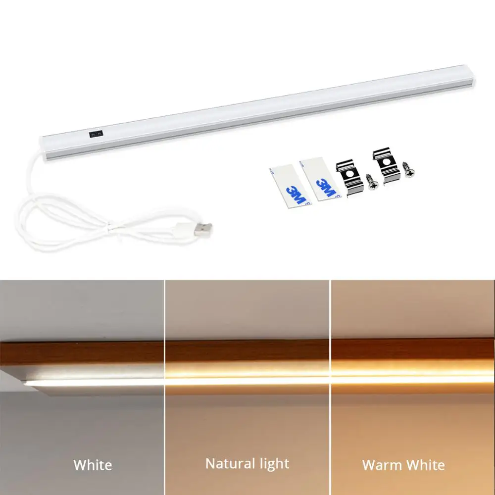 Barre lumineuse de cuisine à LED 2W IP40 avec détecteur de mouvement,  rechargeable par USB, 40cm LIGHT 4000K