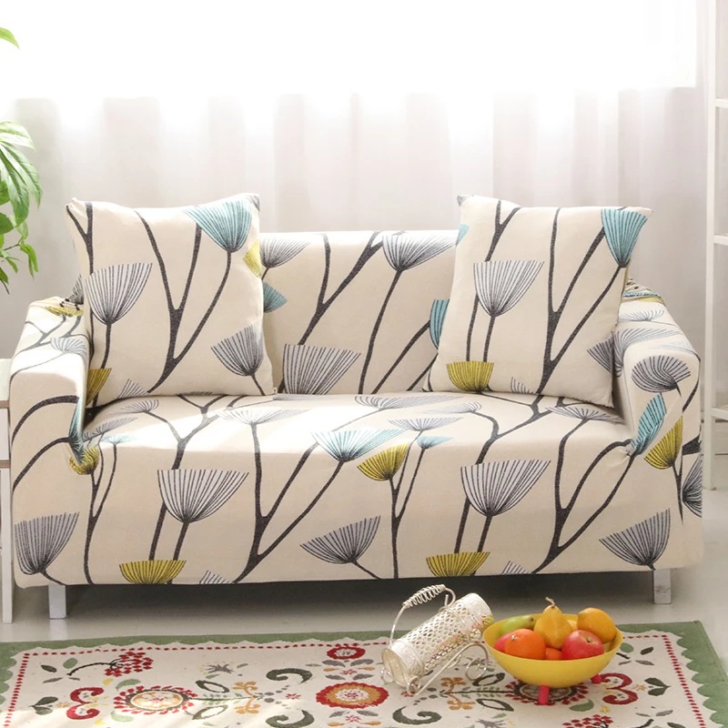 Printed Stretch Sofa Covers Furniture Protector Polyester Loveseat Couch Cover l 1/2/3/4-seater Arm Chair Cover for Living Room