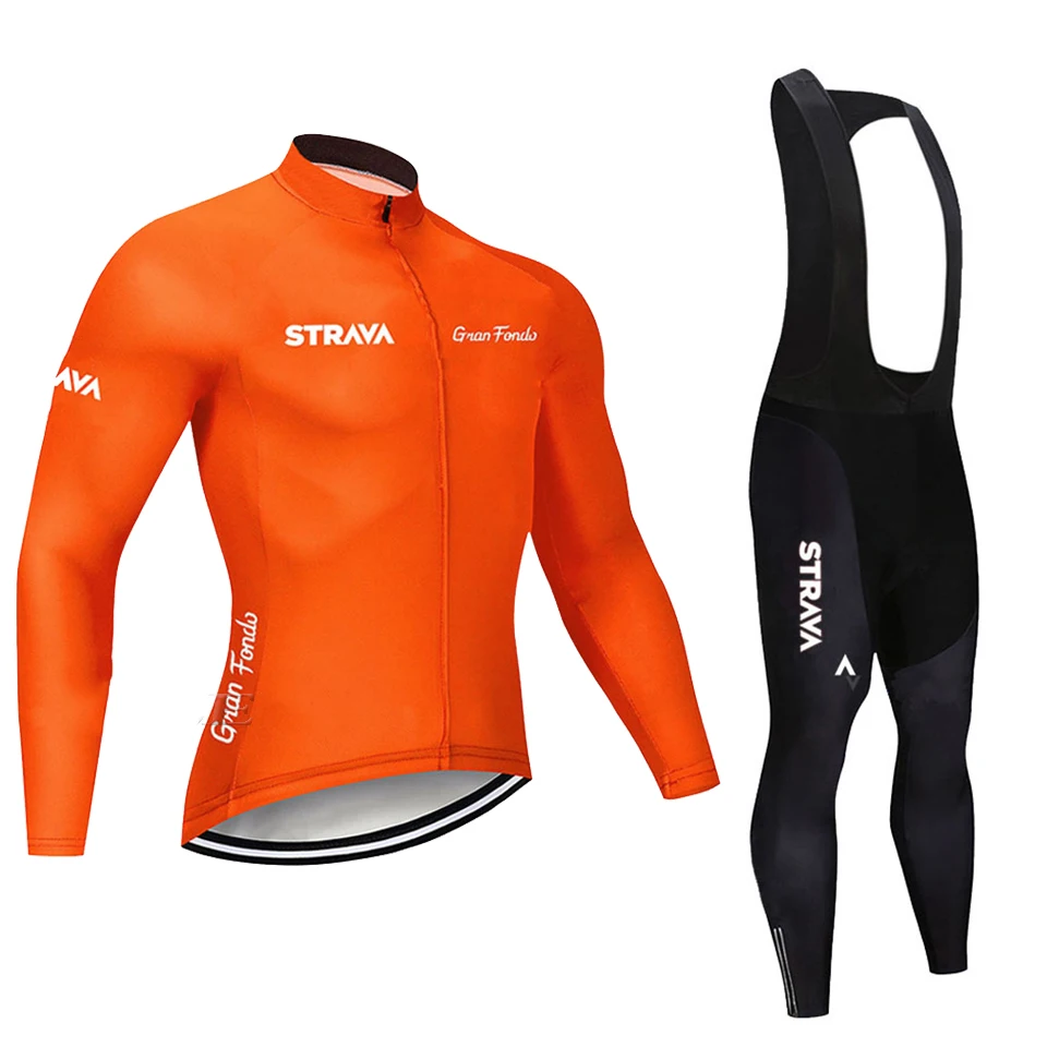 

STRAVA Pro Long Sleeve Spring Cycling Jerseys Set Bike Clothing Uniform Racing Bicycle Clothes Wear Maillot Ropa Ciclismo green