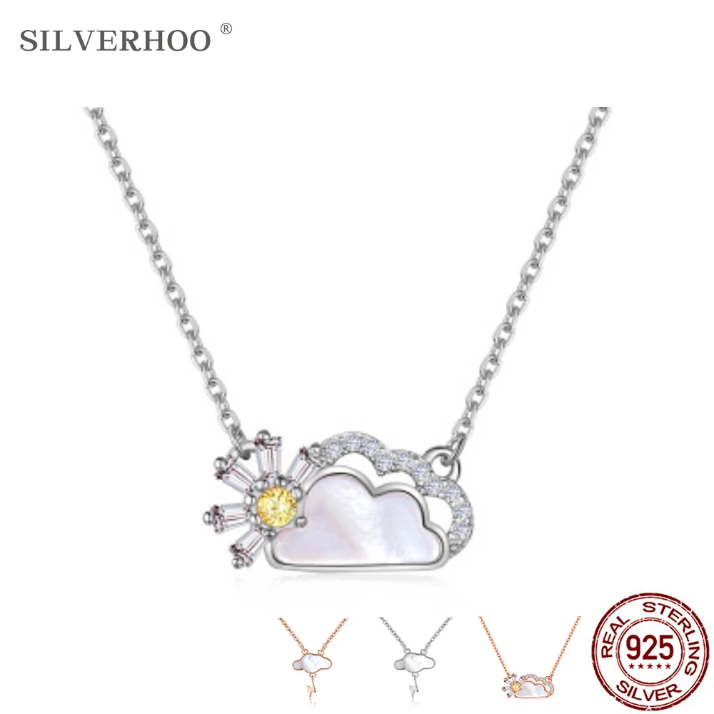 SILVERHOO Sterling Silver 925 Jewelry Cute Clouds Sun & Lightning