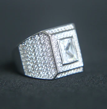 

Genuine AAA cubic zirconia hip hop bling Cool high quality men jewelry micro pave engagement wedding ring for men