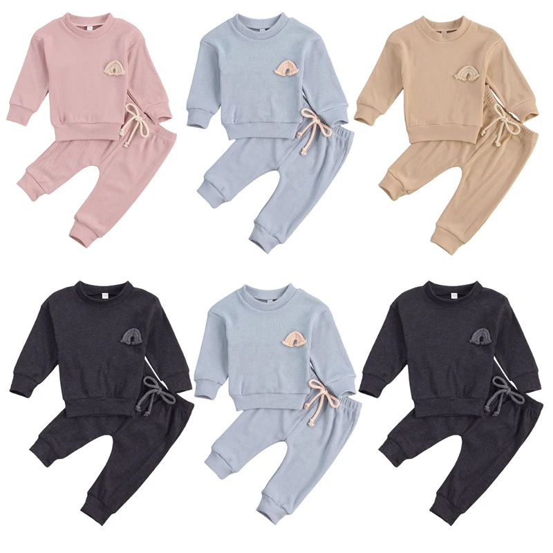 0-24M Newborn Baby Solid Color Clothes Set - MumsDeal