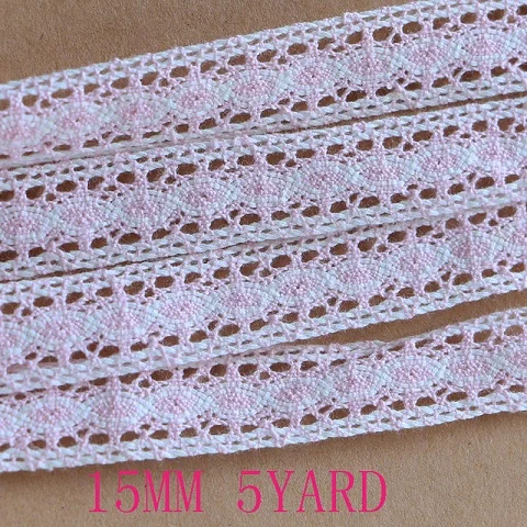 15mm 5yard 5 ярдов/рулон) белое бежевое кружево из хлопка с вышивкой ленты-сетки ткань отделка DIY Швейные материалы ручной работы для поделок - Цвет: 15mm 5yard