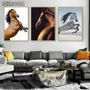 

Modern Minimalist Horse Posters and Prints Animal Canvas Painting Black and White Nordic Wall Art Living Room Decorative Picture
