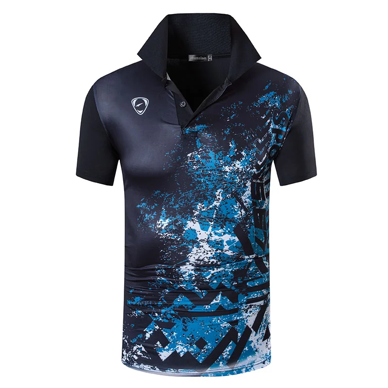

jeansian Men's Sport Tee Polo Shirts POLOS Poloshirts Golf Tennis Badminton Dry Fit Short Sleeve LSL269 Black