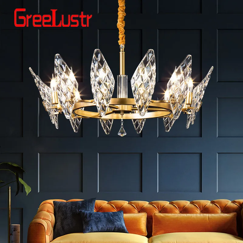 

Post-modern Luxury Diamond Crystal Chandeliers E14 Fixtures Lights for Living Room Villa Duplex Glass Hanging Lamps