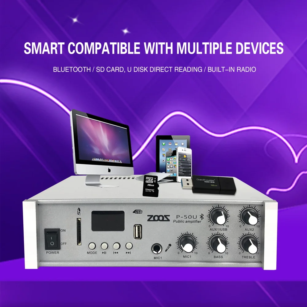 P 50U 50 Вт bluetooth усилитель мощности nobsound mini аналоговый usb/fm Усилитель в магазине
