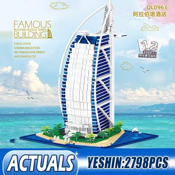 

DHL Chinese Architecture Building Model Toys The De La Tour Hotel Arabia set Building Blocks Bricks Kids Toy Christmas Gifts