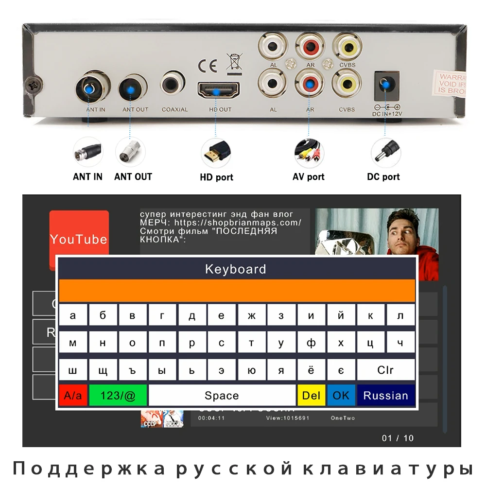 Satxtrem тв приставка dvb t2 tdt ресивер для цифрового телевидения VGA AC3 PVR EPG двойной CVBS USB HD 1080P приставка для цифрового тв