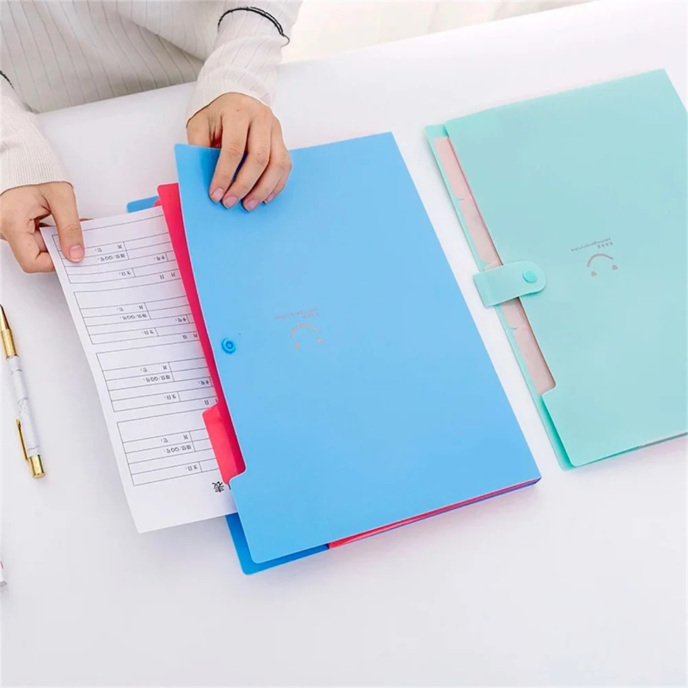 A4 Expanding File Folder 5 Pockets Accordion Document Organizer Plastic Portfolio Accordion Folder Diary Office School Supplies
