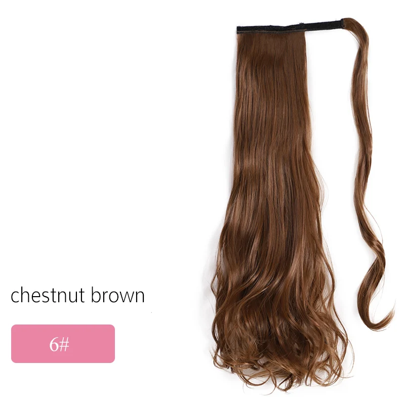 AISI BEAUTY 22 ''женские длинные волнистые синтетические обертывания вокруг шиньков поддельные волосы конский хвост для наращивания высокотемпературное волокно - Цвет: 6