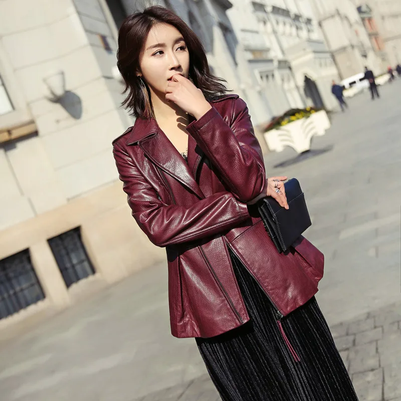 Spring Autumn 100 Natural Genuine Leather Jacket Women Korean Fashion