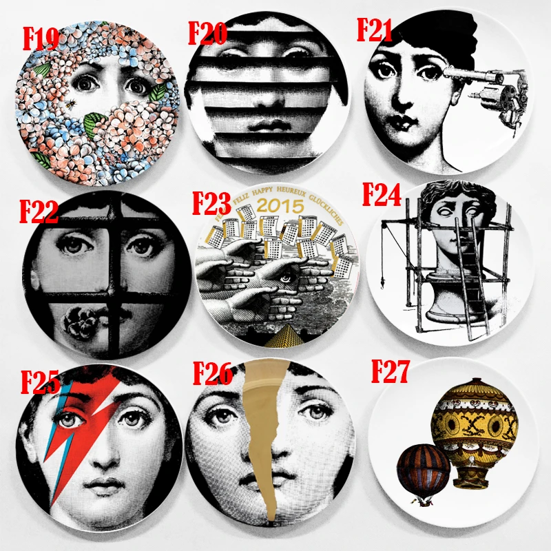 Европейские тарелки rosenthal Piero fornasetti, стильные, великолепные, редкие, настенные, декоративные, 8 дюймов, 7 дюймов, блюдо, керамические изделия