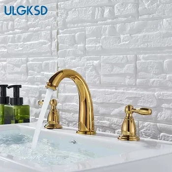 

Basin Faucet Brass Bathroom Basin Faucet Double Handle Hot And Cold Water Mixing Crane Container Sink Faucet Deck Installation