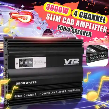 

DC12/220V 3800W Car Audio Amplifier 4CH LCD Display Digital HIFI Powers Amplifier FM Car Home Stereo Subwoofer