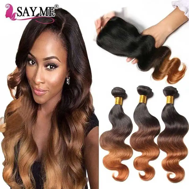 

Ombre Malaysian Body Wave 3 Bundles With Closure Human Hair Bundles With Closure Remy Ombre Bundles With Closure