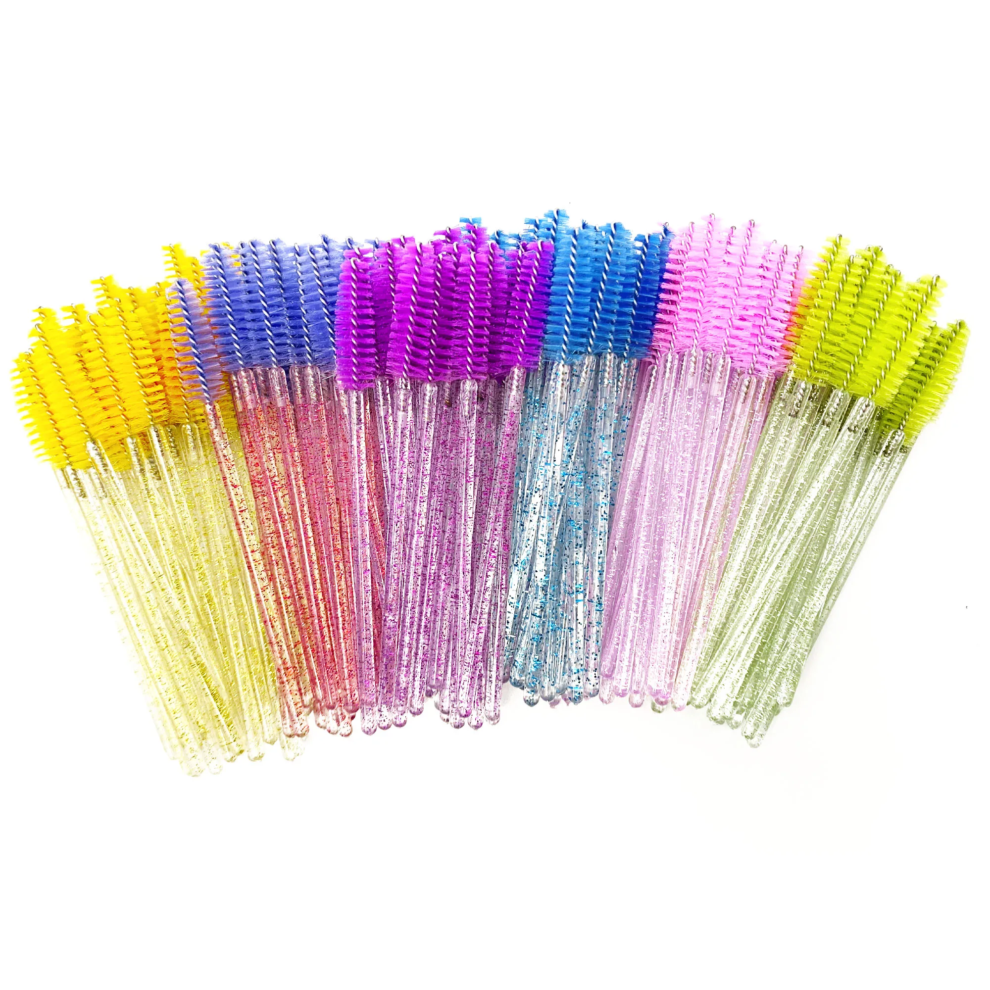 50 Pcs/Pack Crystal Eyelash Makeup Brush Diamond Handle Mascara Wands Eyelash Extension Tool Tube Applicator Spoolers