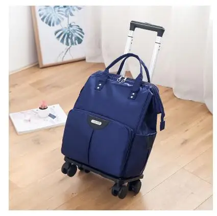 Wheeled Bag For Trolley Bags Women Travel Backpack With Wheels Oxford Large Capacity Travel Rolling Luggage Suitcase Bag_voghion.com