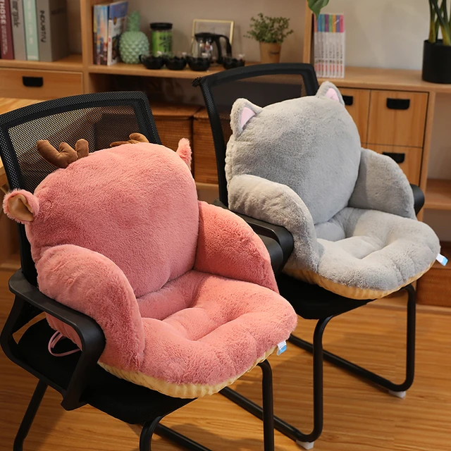 Soft Short Plush ArmChairs Seat Cushion Thicken Semi-Enclosed Office Chair  Comfort Seat Pad Desk Sofa Seats Backrest Pillow Pad - AliExpress