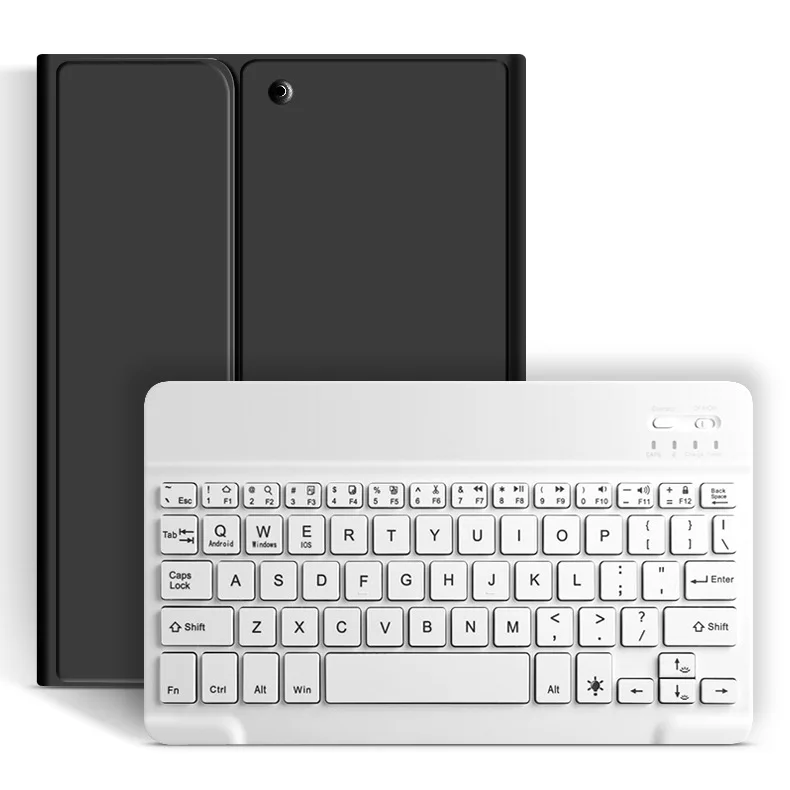 Чехол с клавиатурой для нового iPad 10,2 с карандашом для Apple iPad 7 поколения, беспроводные Чехлы C клавиатурой Bluetooth - Цвет: Black and white