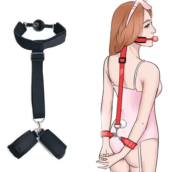 BDSM Bondage Flirt Set Open Leg Under Bed Erotic Restraint Handcuffs Ankle Cuffs Eye Mask Adult Games Sex Toys For Woman Couples 5