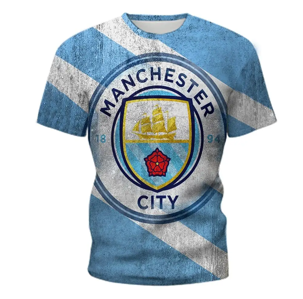 Уличная футболка с 3D изображением футбольного клуба Манчестера, Футбольная Футболка с круглым вырезом, модная футболка, тренировочный костюм, Мужская футболка - Цвет: TD01512