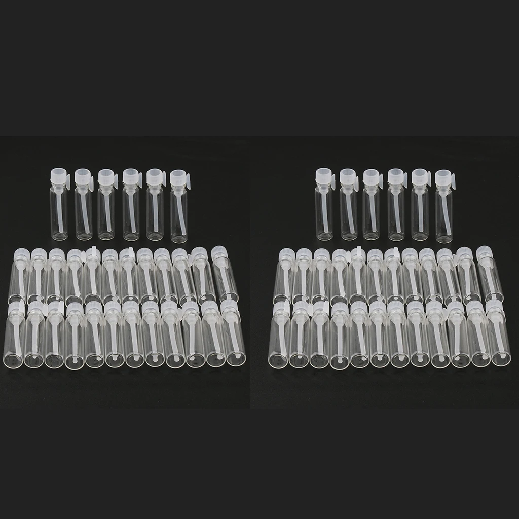 60 Pieces Mini Clear Glass Perfume Trial Bottles - Empty Refillable Sample Bottles, Portable Travel Makeup Vials 1ml