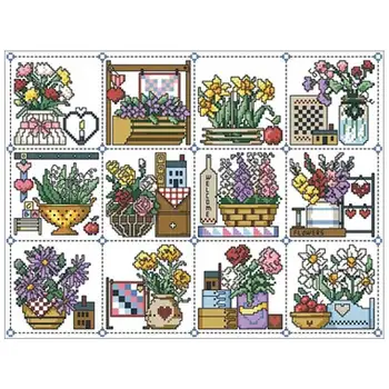 

Birthday flower Patterns Counted Cross Stitch 11CT 14CT DIY wholesale Chinese Cross Stitch Kits Embroidery Needlework Sets