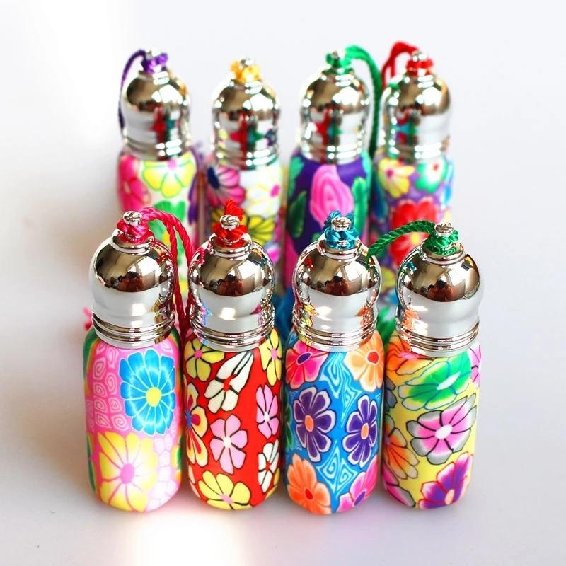 4pcs/set 6/10ml Portable Travel Glass Essential Oil Bottle Perfume With Ball Roller Many Patterns Sent At Random | Красота и здоровье