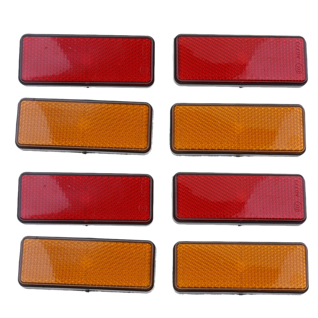4 Pair Square Reflectors Universal For Motorcycles ATV Bikes Dirt Bike