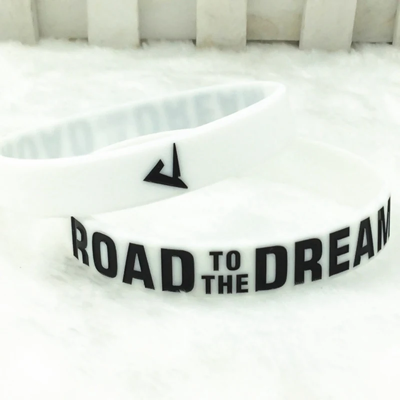 "Road To The Dream" "never Give Up" Motivational Bracelets Silicone Rubber Band Elastic Inspirational Bracelets Gifts rubber silicone bracelet
