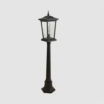 

Aluminum outdoor lawn latern for garden, Exteriro Pathway Landscape Light with water ripple glass shade, black post lighting