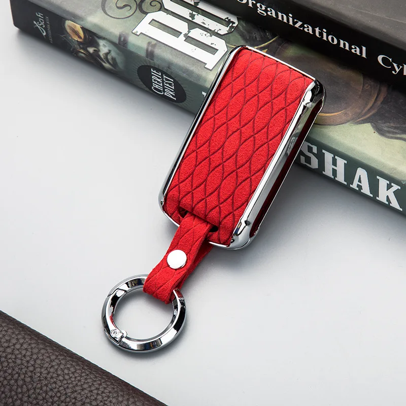 High Quality Car Sued Leather Key Ring Case Holder Cover For Mazda 3 Alexa CX4 CX5 CX8 Smart Remote Car Key - Название цвета: Красный