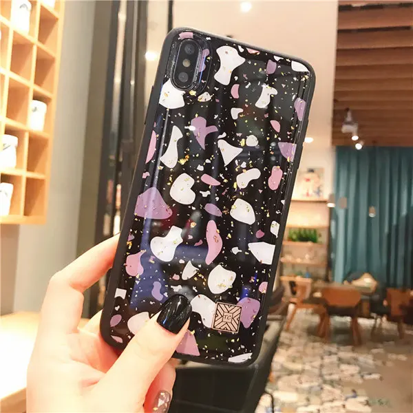 D43 Мраморный чехол для телефона с золотой фольгой для iPhone 11 Pro XS Max XR X 7 8 6 6s Plus, мягкий силиконовый чехол с блестками для iPhone X - Цвет: D43