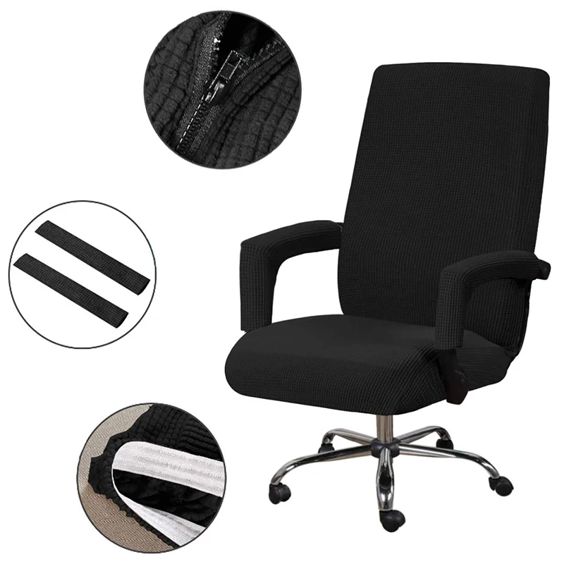 Description Picture 4 of item3PC/Set Elastic Office Computer Chair Cover Modern Anti-dirty Boss Rotating Chair Seat Case Removable With Armrest Covers