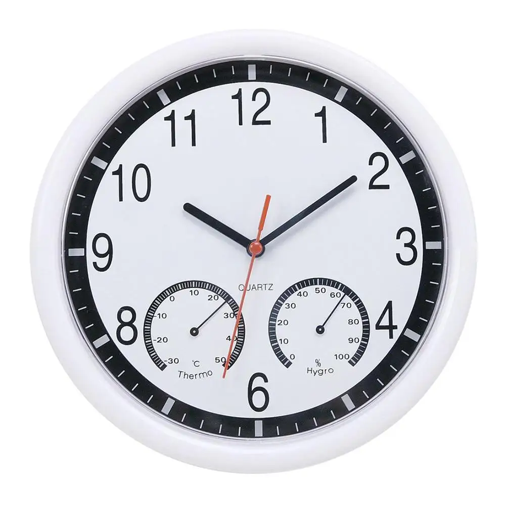 

Hot Sale 10inch Thermometer Humidity Meter Display Modern Silent Home Kitchen Wall Clock