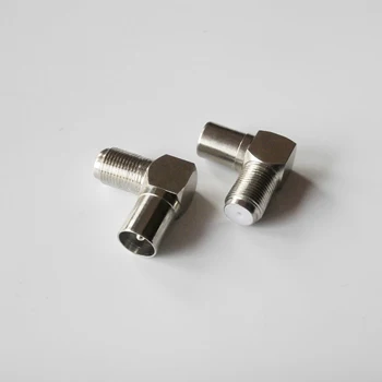 

F To IEC DVB-T TV PAL Connector Socket F Female To IEC Male Plug 90 Degree Right Angle Nickel Plated Coaxial RF Adapters