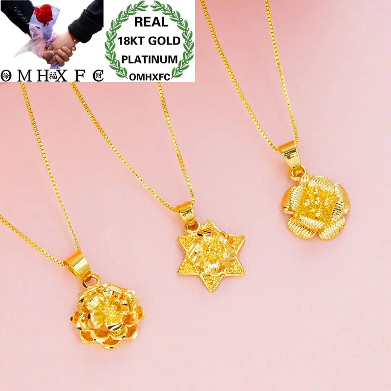 OMHXFC Wholesale European Fashion Woman Girl Party Birthday Wedding Gift Vintage Rose Flower 18KT Real Gold Charm Pendant PN60 | Украшения