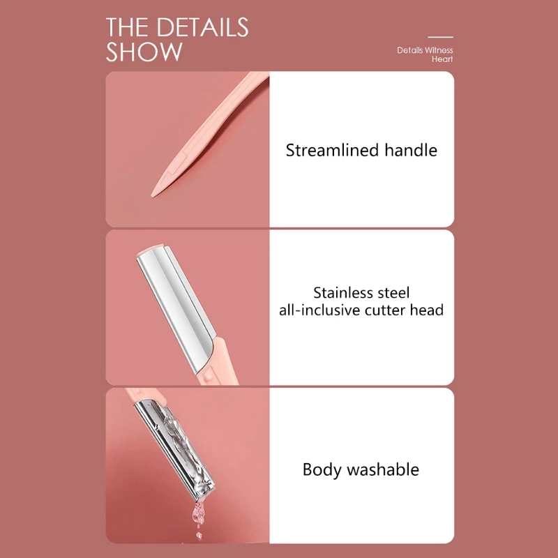 50LD 3Pcs Eyebrow Razor Eye Brow Trimmer Shaver Facial Face Hair Remover Dermaplaning Tools Kit with Stainless Steel Blade 3
